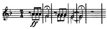 First five bars of beethoven's fifth symphony